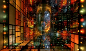 arch of amber panes landscape art