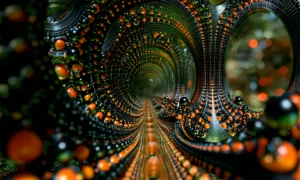 green whirl portal landscape art