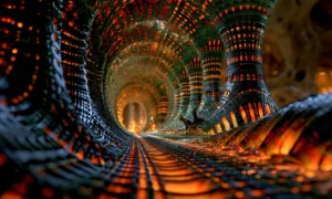 chimney tunnel run landscape art