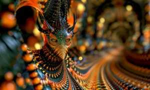 horned watcher landscape art
