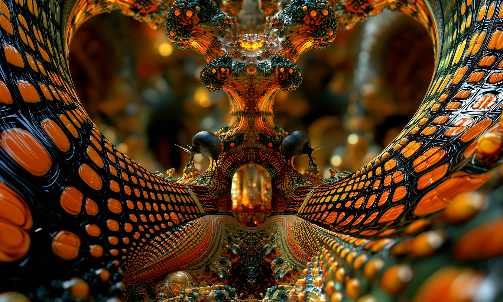 orange scale wings landscape art