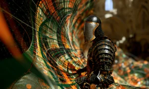 knight in the vortex landscape art