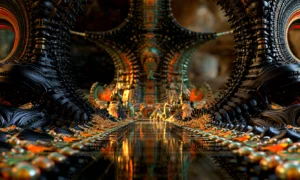pillared reflection hall landscape art