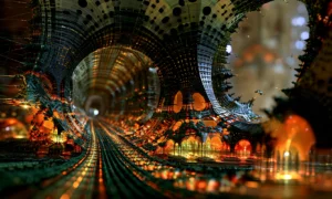 beaded funnel tunnel landscape art