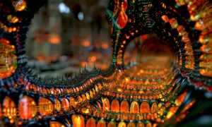 coiled lantern tunnel landscape art