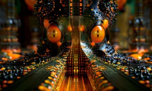 amber eyed sentinel landscape art