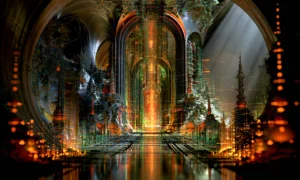 overgrown gate hall landscape art
