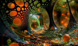 orange bubble garden landscape art