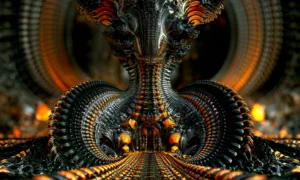 coiled horn shrine landscape art