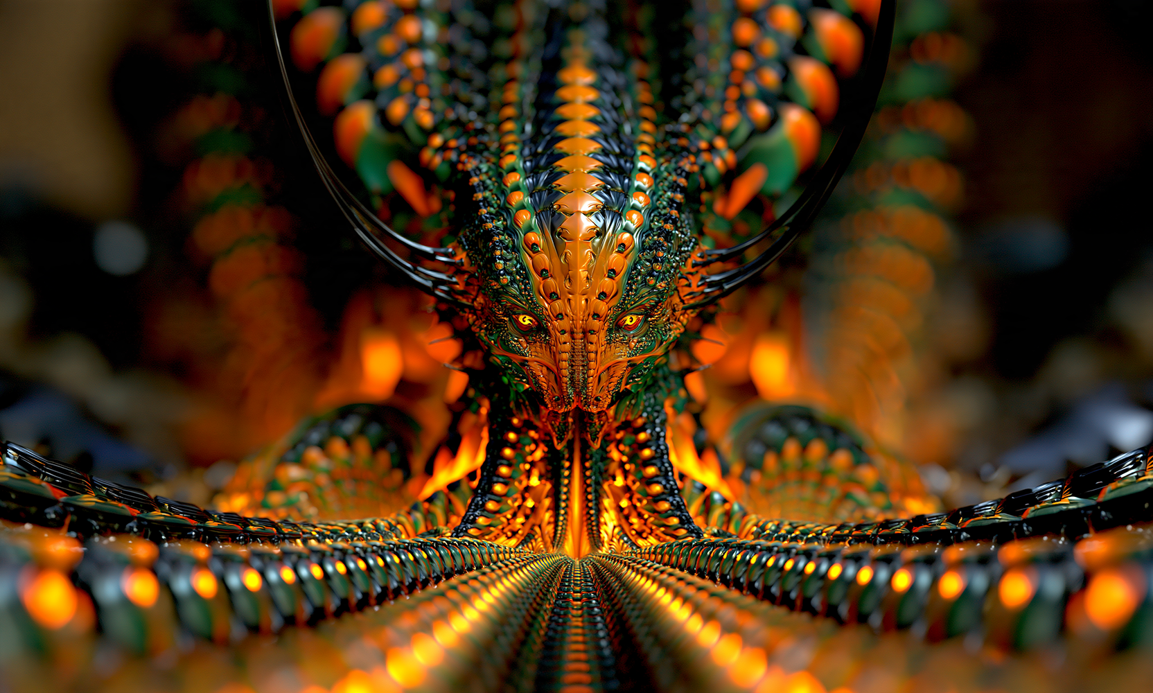 fire petal spine landscape art