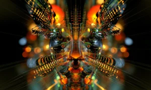 mirror moth mask landscape art