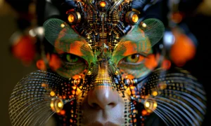 dragonfly wing mask landscape art