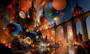 viaduct of clocks landscape art