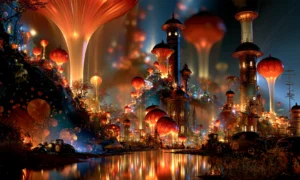 mushroom lantern garden landscape art