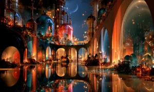 bridge of arches landscape art