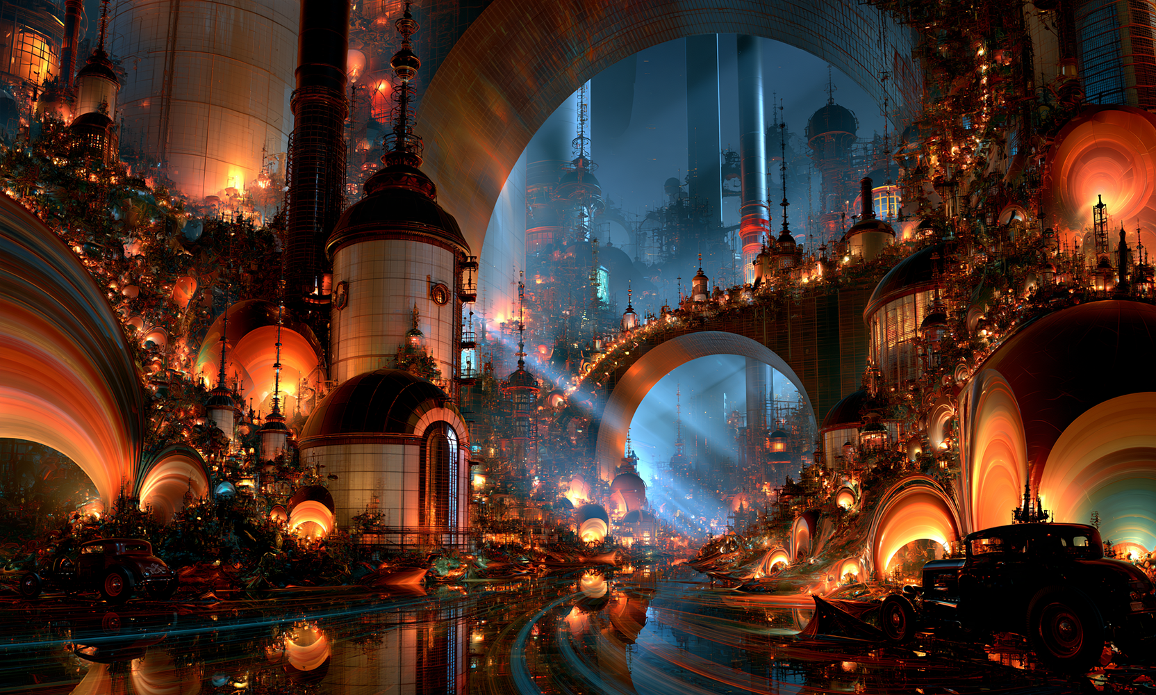 round tower archway landscape art