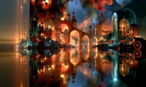 mirrored canal archway landscape art