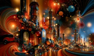swirl skyline alley landscape art