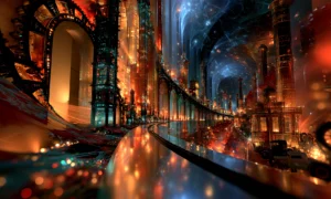 curved quay of arches landscape art