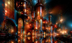 tall window lantern towers landscape art
