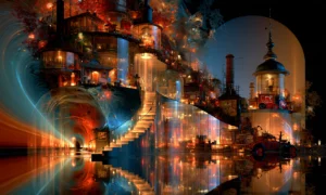 spiral stair terrace landscape art