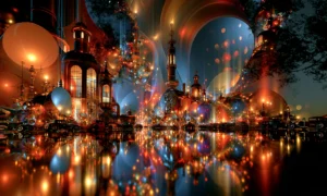 quiet spires at dusk landscape art