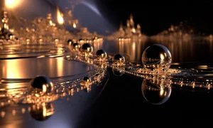 golden skyline pool landscape art