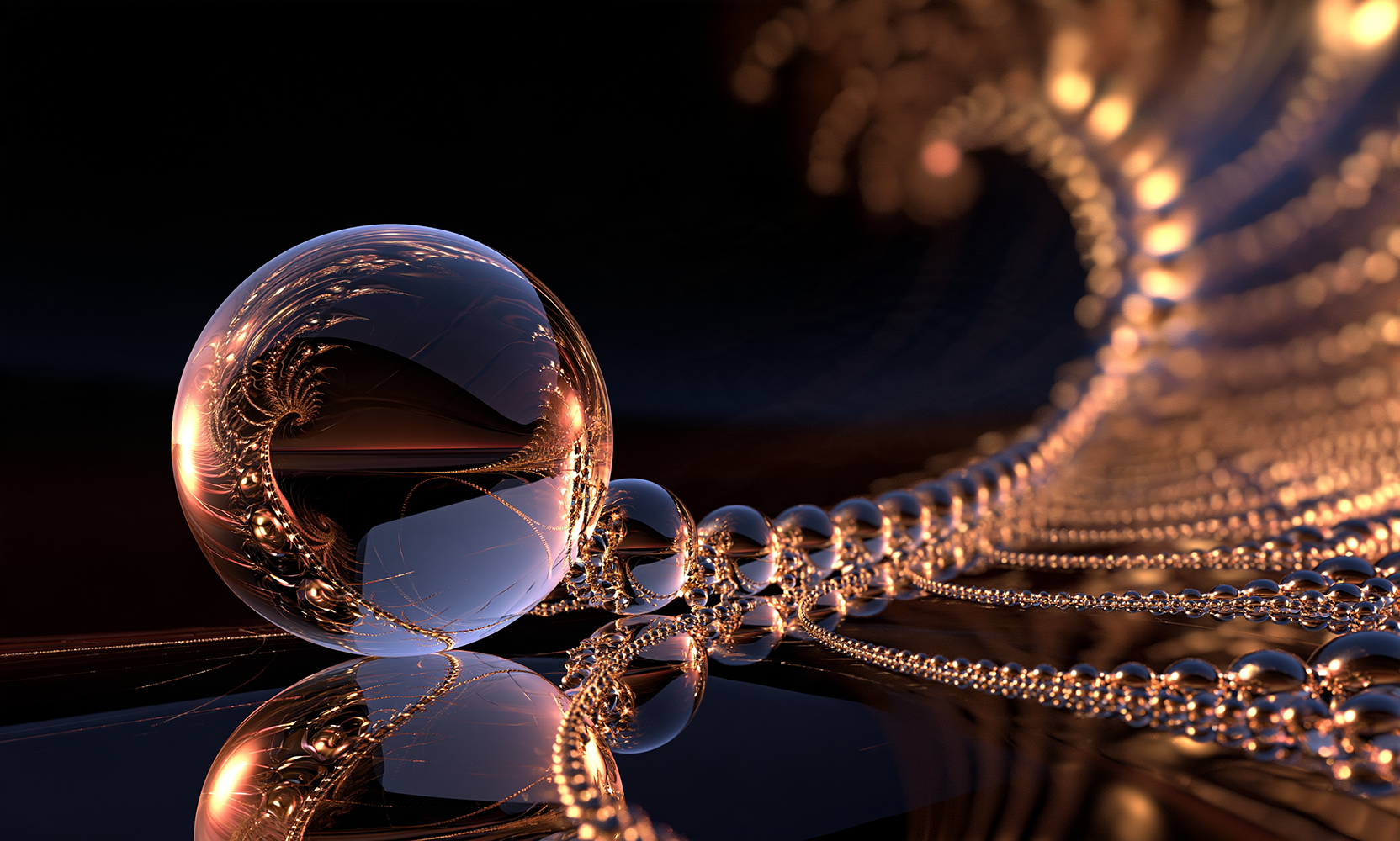 pearl necklace orb landscape art