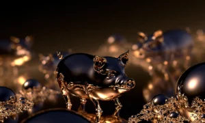 golden pig and the orbs landscape art