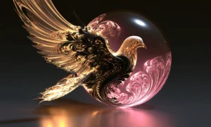 pink globe dove landscape art