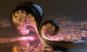 pink wave curl landscape art