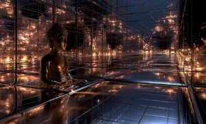 glass hall buddha landscape art