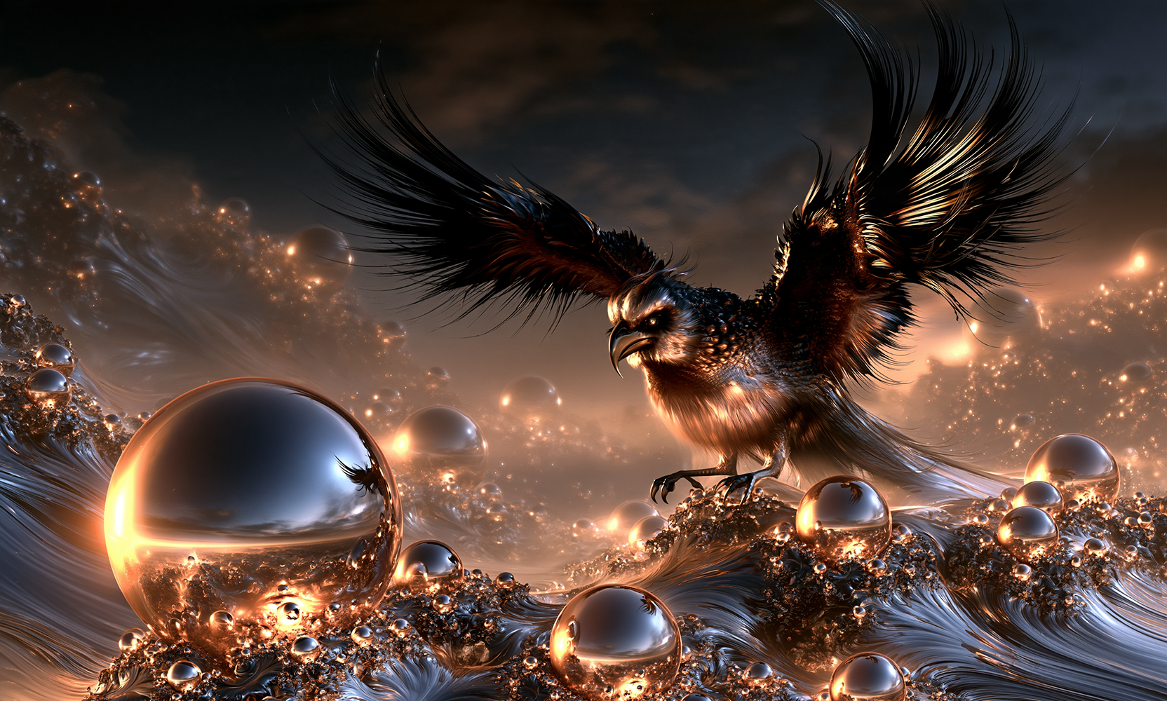 raven wing eagle landscape art