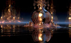 striped lantern urn landscape art