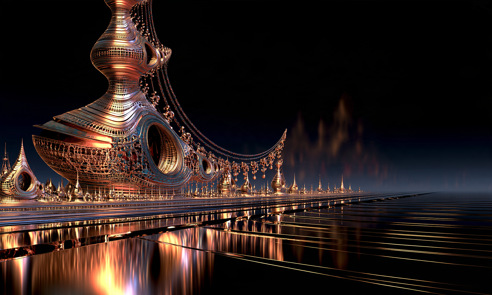horn prow temple landscape art