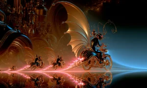 pink trail riders landscape art