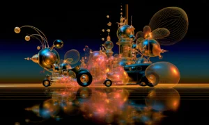 bubble racer pair landscape art