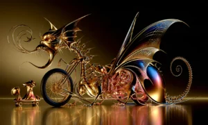 winged dragon chopper landscape art