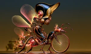 ant bike rider landscape art