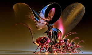 long leg pink swarm landscape art