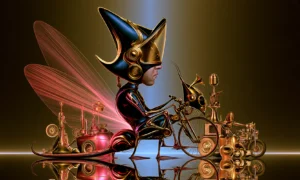 pointed hat pedaler landscape art
