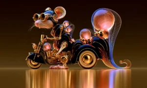 mouse rider and the pink wing landscape art