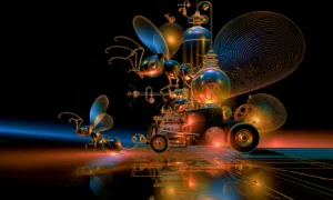 beetle hot rod landscape art