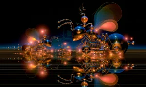 pink glow engine landscape art
