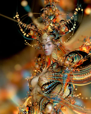 beaded gown princess portrait art