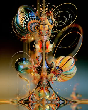 slender court queen portrait art