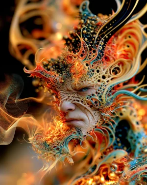 scowling ember face portrait art