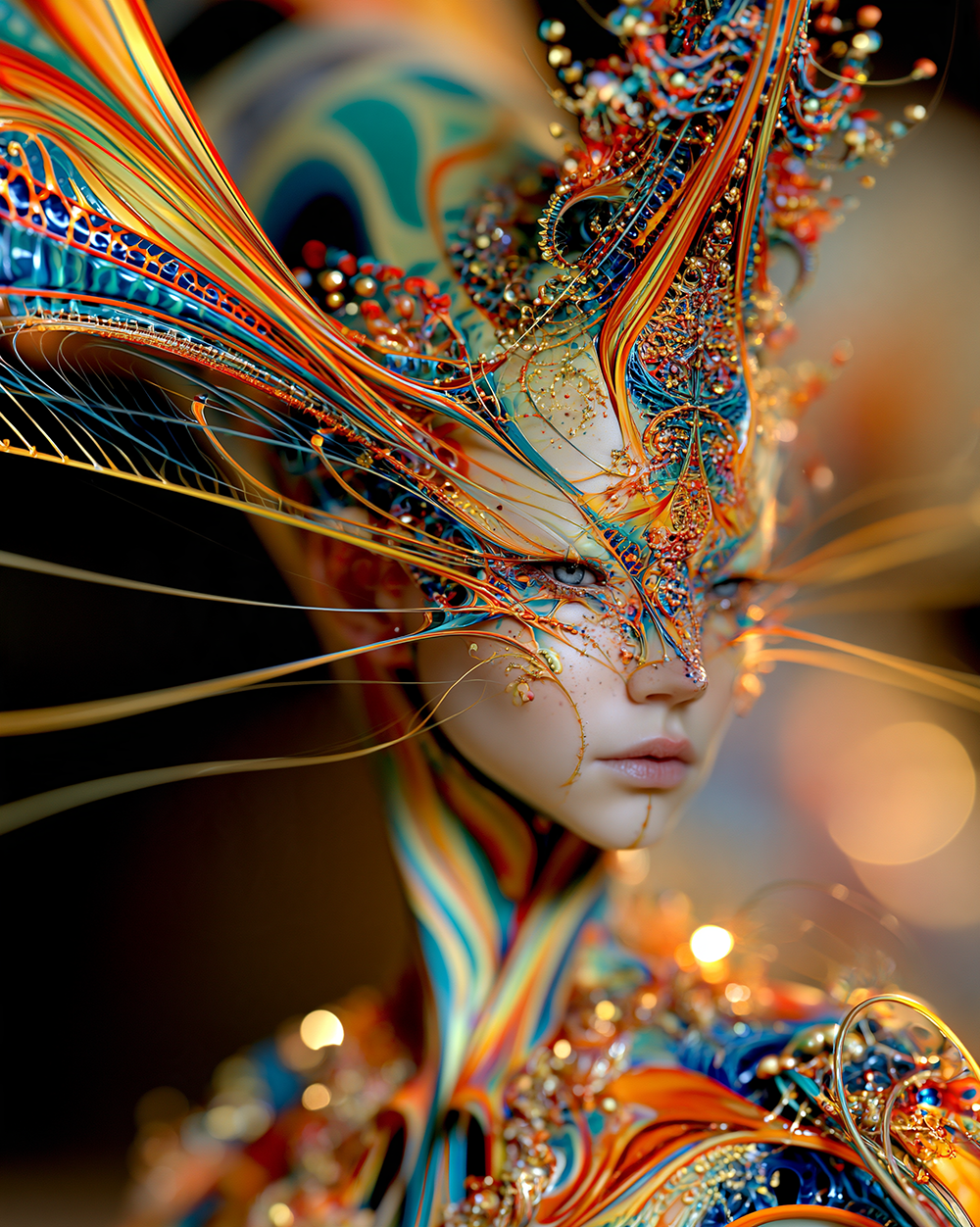 wing sweep mask portrait art