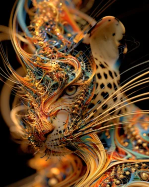 leopard in the swirl portrait art