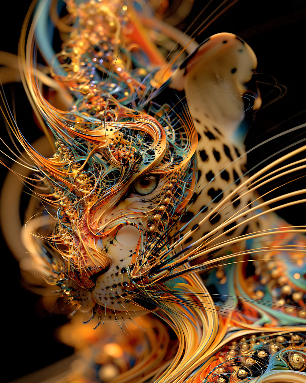 leopard in the swirl portrait art